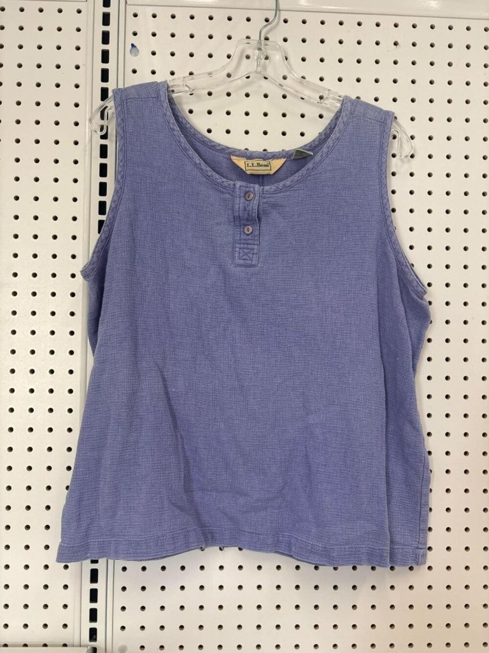 L.L. Bean Womens Blue Sleeveless Textured Cotton Tank Top Size 2X